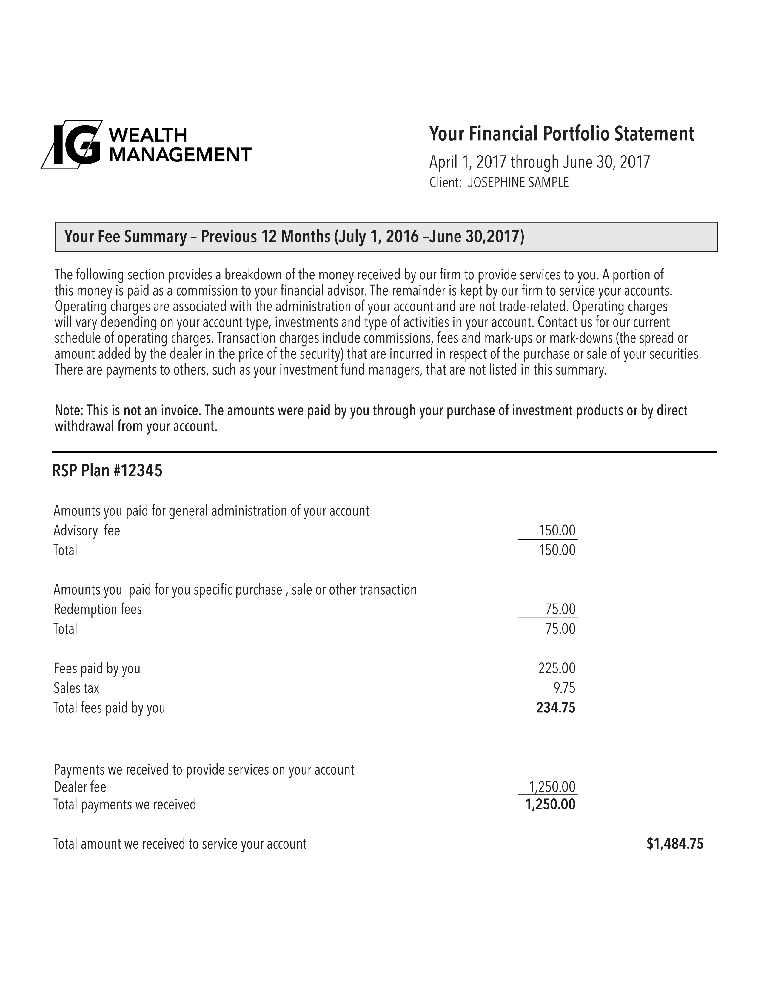 Fee Summary